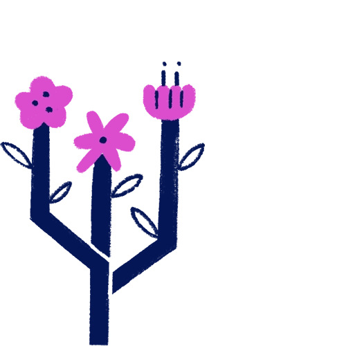 ilustración de un diagrama del que crecen flores distintas